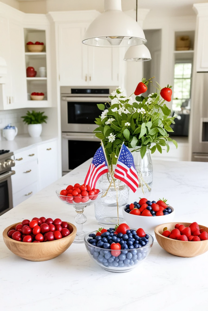 Fireworks At The Heart Of The Home: 63 Festive Kitchen Island Decorations For Independence Day