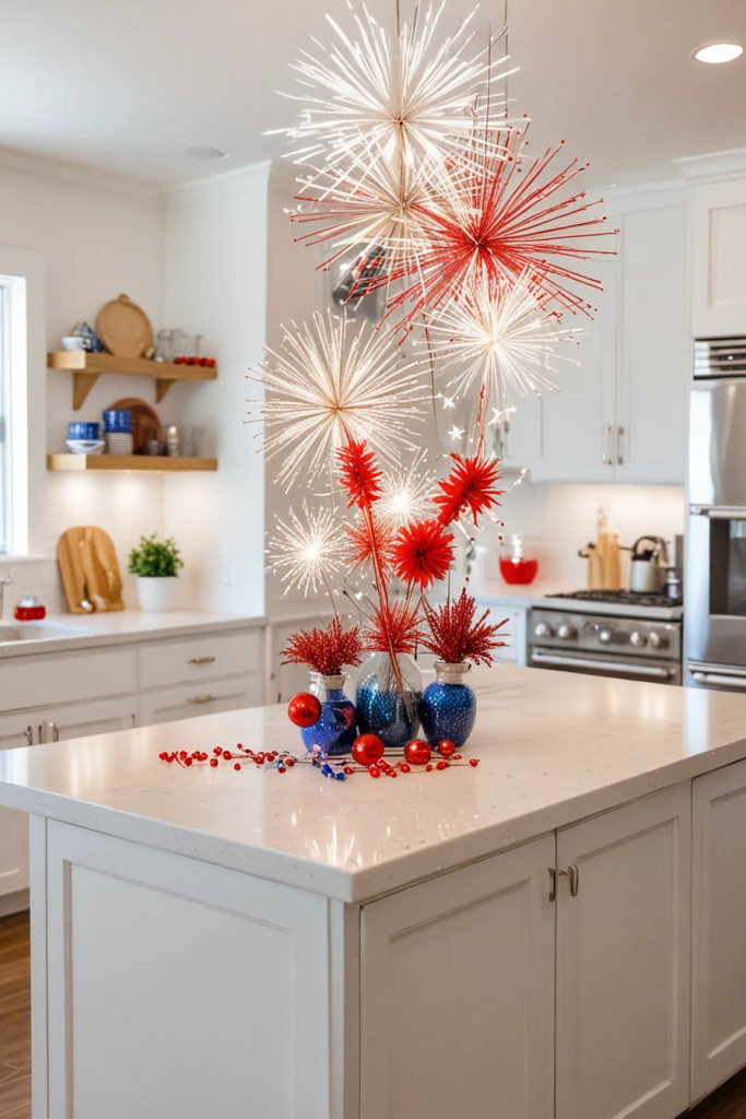 Fireworks At The Heart Of The Home: 63 Festive Kitchen Island Decorations For Independence Day