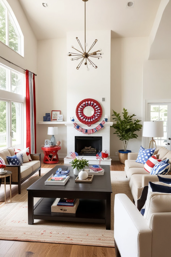Living Loud in Liberty: 61 Unconventional Americana Decor Ideas for the 4th of July Living Room