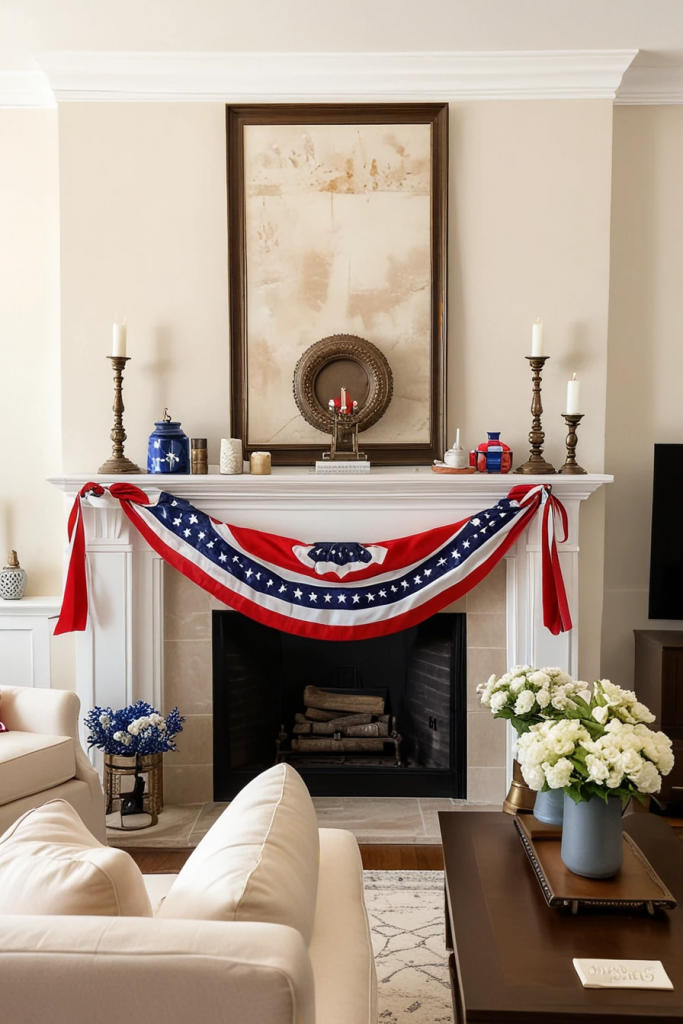 Patriotic Charm Meets Retro Comfort: 65 Vintage-Inspired 4th Of July Living Room Ideas