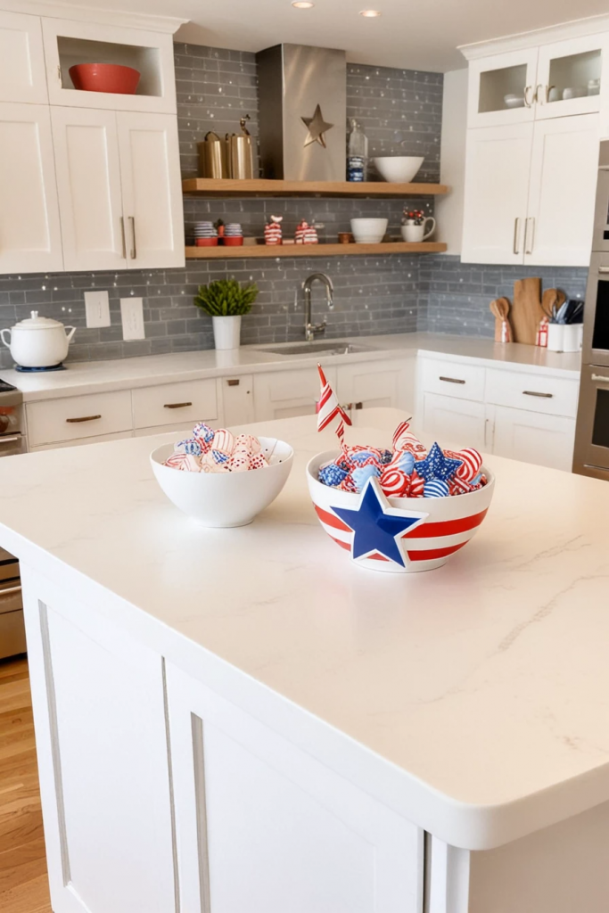 Fireworks At The Heart Of The Home: 63 Festive Kitchen Island Decorations For Independence Day