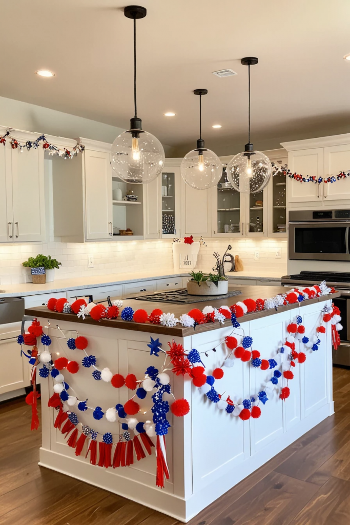 Fireworks At The Heart Of The Home: 63 Festive Kitchen Island Decorations For Independence Day