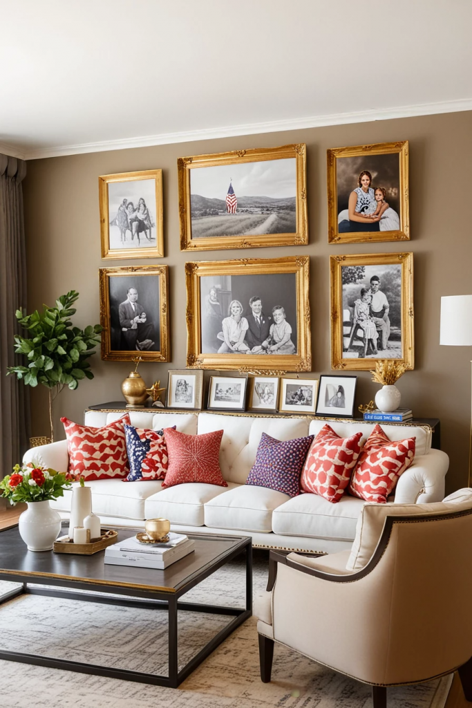 Patriotic Charm Meets Retro Comfort: 65 Vintage-Inspired 4th Of July Living Room Ideas
