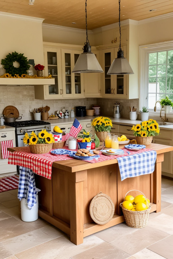 Fireworks At The Heart Of The Home: 63 Festive Kitchen Island Decorations For Independence Day