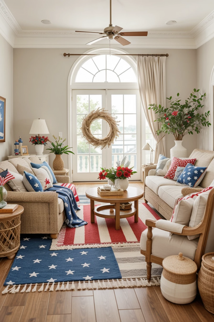 Red, White, And Beachy: 63 Breezy Coastal Living Rooms Decked For The Fourth