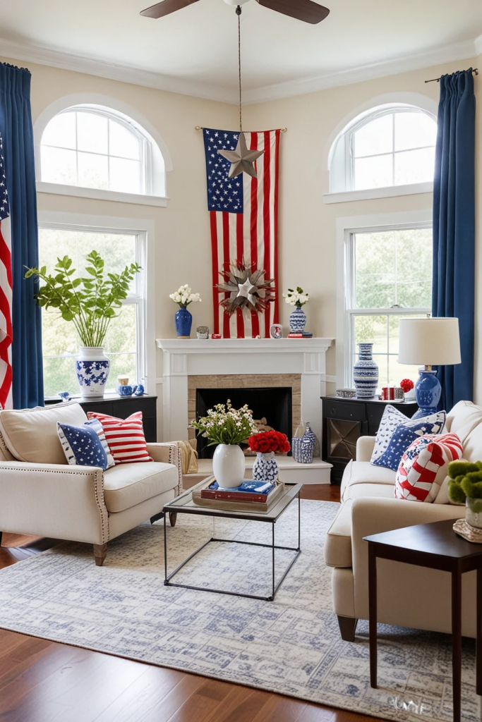 Living Loud in Liberty: 61 Unconventional Americana Decor Ideas for the 4th of July Living Room