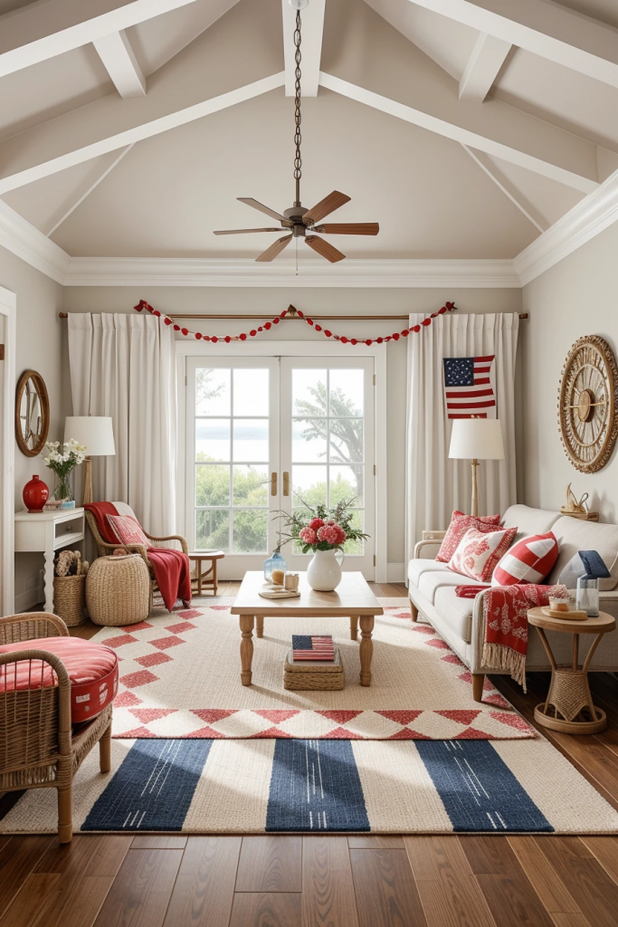 Red, White, And Beachy: 63 Breezy Coastal Living Rooms Decked For The Fourth
