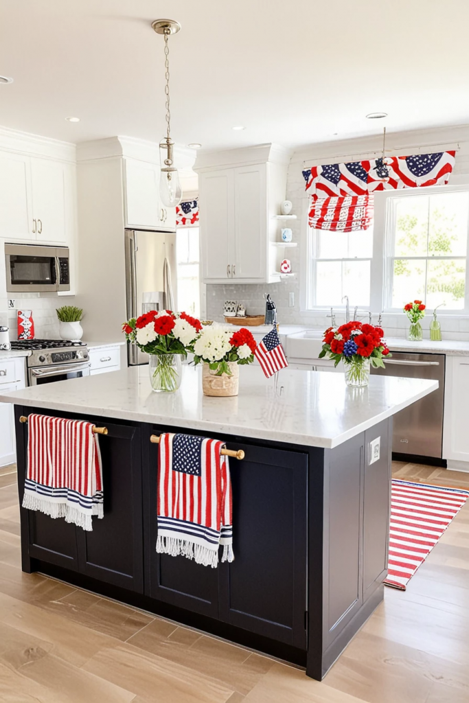 Fireworks At The Heart Of The Home: 63 Festive Kitchen Island Decorations For Independence Day