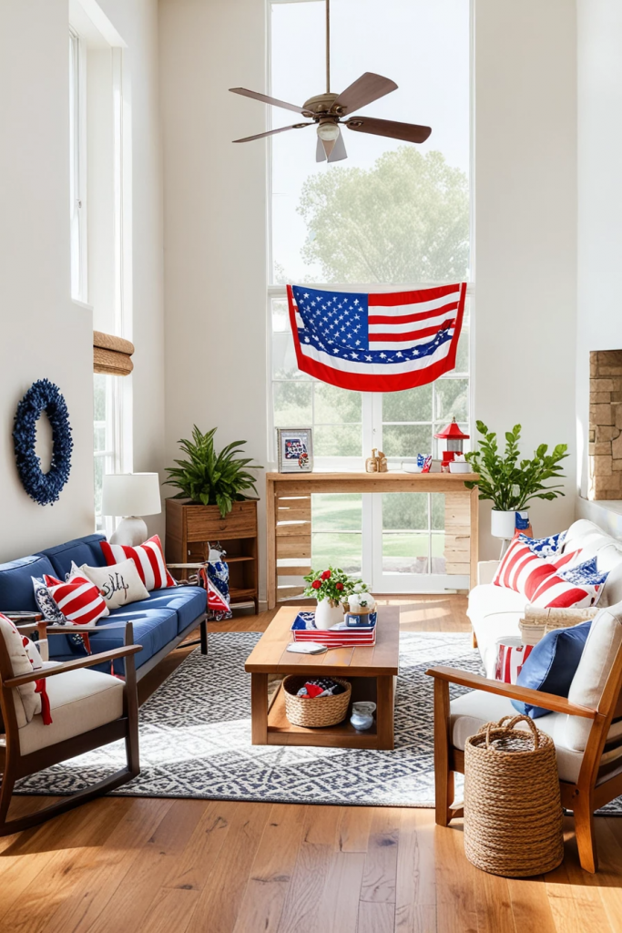 Living Loud in Liberty: 61 Unconventional Americana Decor Ideas for the 4th of July Living Room