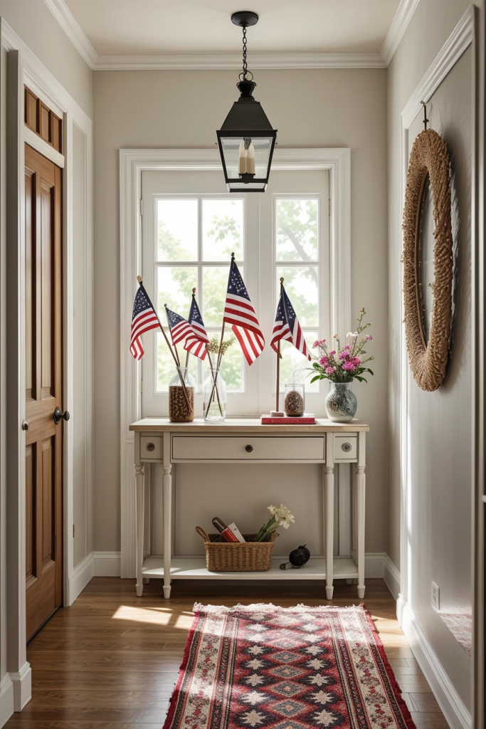 Red, White, And Styled Right: 64 Unexpected Console Table Designs For July 4th Celebrations