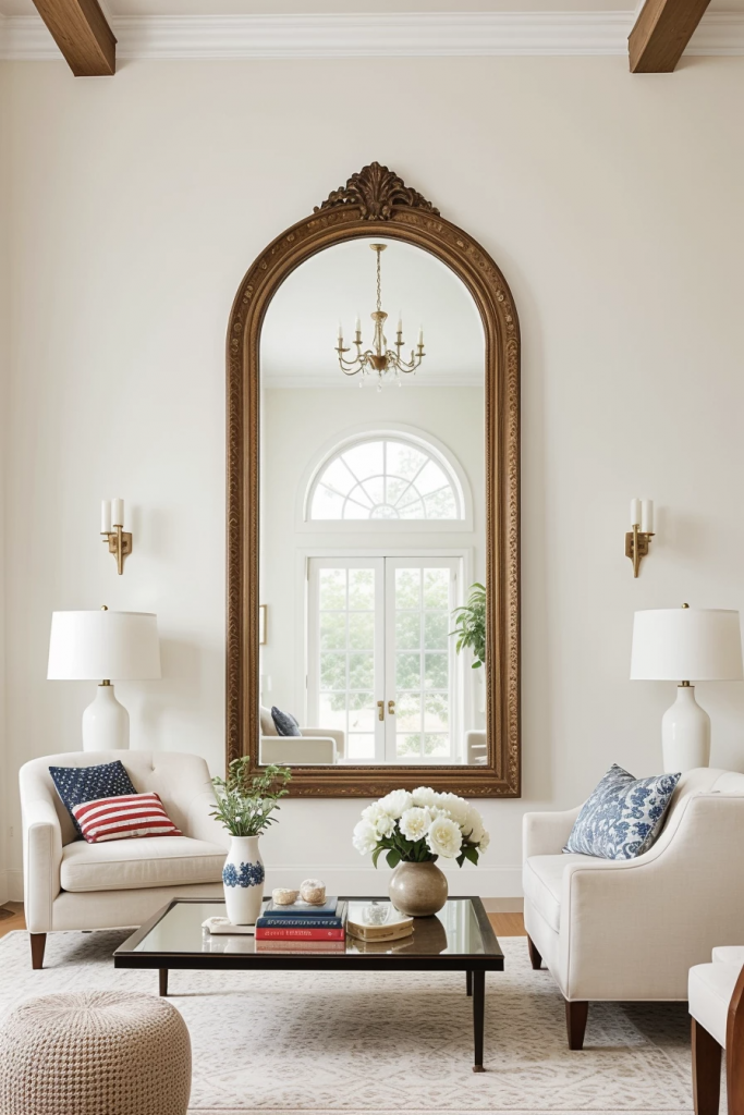 Patriotic Charm Meets Retro Comfort: 65 Vintage-Inspired 4th Of July Living Room Ideas