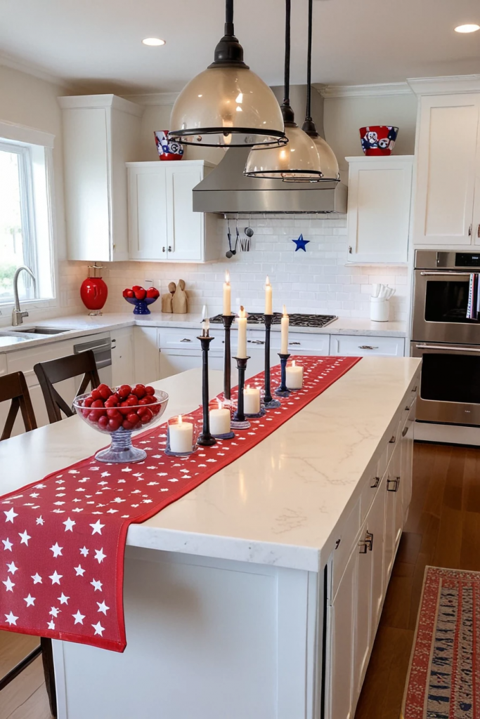 Fireworks At The Heart Of The Home: 63 Festive Kitchen Island Decorations For Independence Day