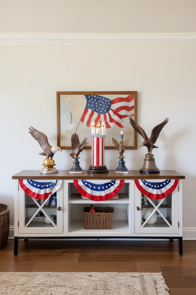 Patriotic Charm Meets Retro Comfort: 65 Vintage-Inspired 4th Of July Living Room Ideas