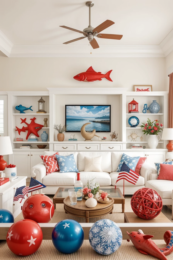 Red, White, And Beachy: 63 Breezy Coastal Living Rooms Decked For The Fourth