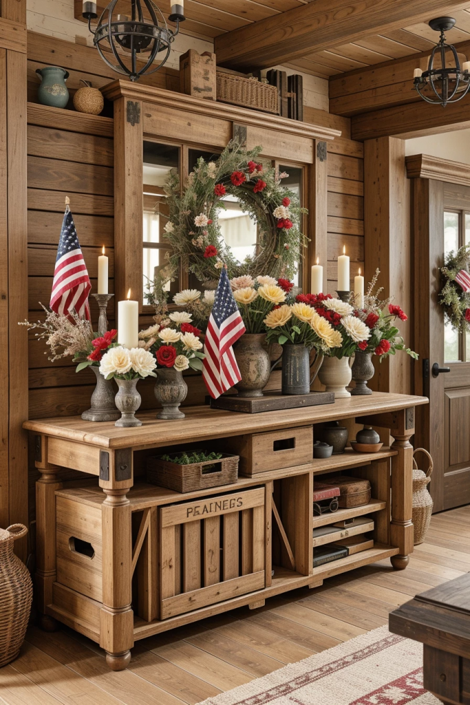 Red, White, And Styled Right: 64 Unexpected Console Table Designs For July 4th Celebrations