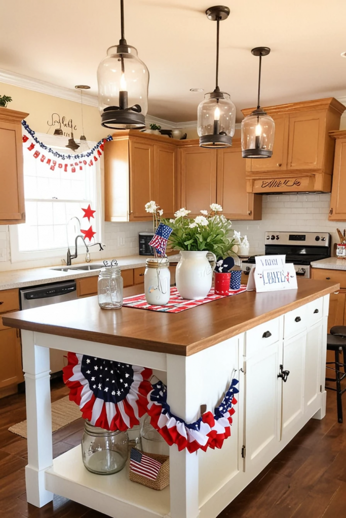 Fireworks At The Heart Of The Home: 63 Festive Kitchen Island Decorations For Independence Day