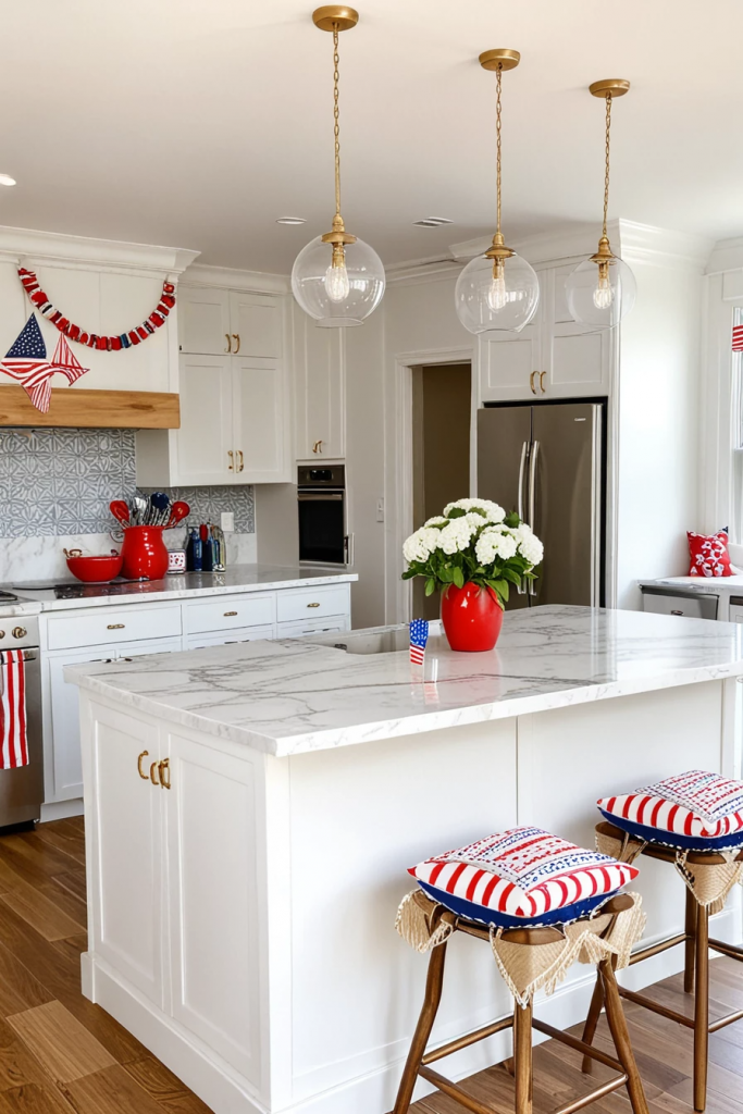 Fireworks At The Heart Of The Home: 63 Festive Kitchen Island Decorations For Independence Day