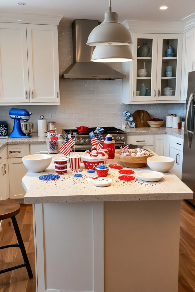 Fireworks At The Heart Of The Home: 63 Festive Kitchen Island Decorations For Independence Day