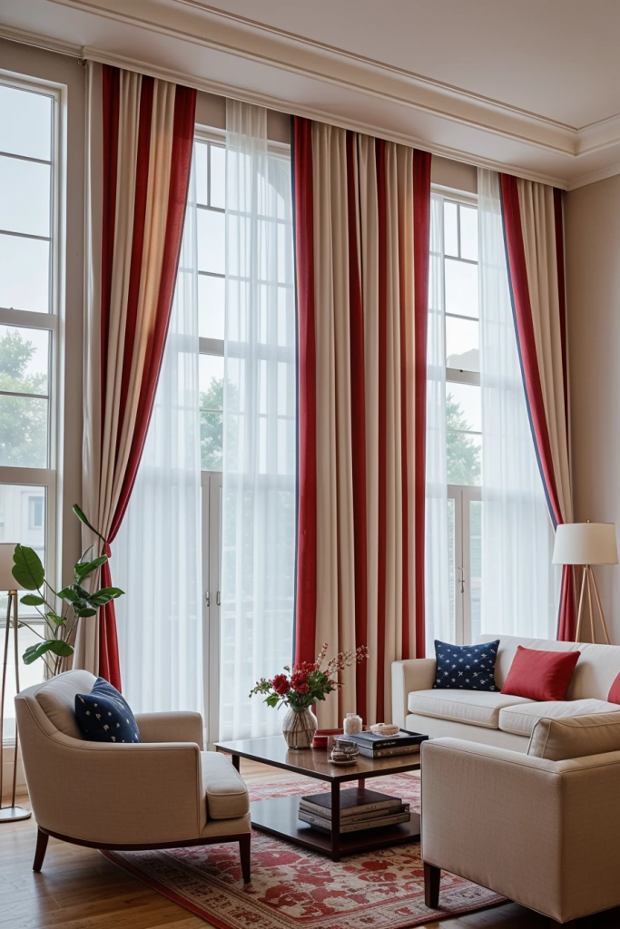 Patriotic Charm Meets Retro Comfort: 65 Vintage-Inspired 4th Of July Living Room Ideas