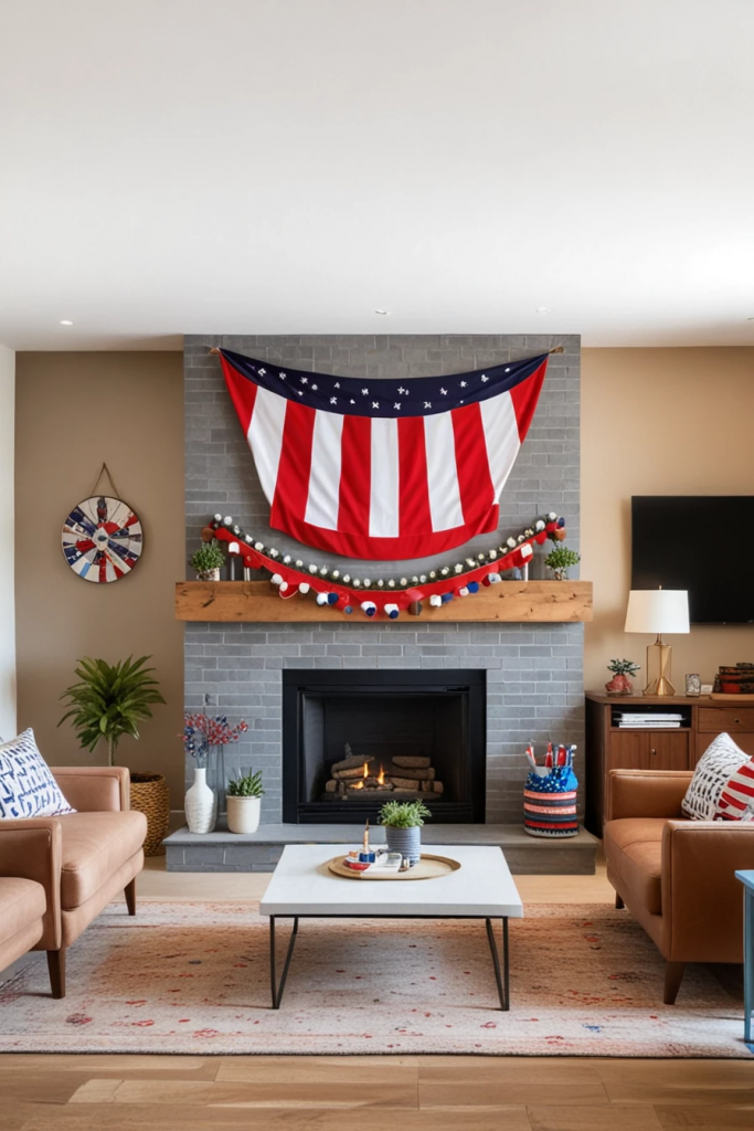 Patriotic Charm Meets Retro Comfort: 65 Vintage-Inspired 4th Of July Living Room Ideas
