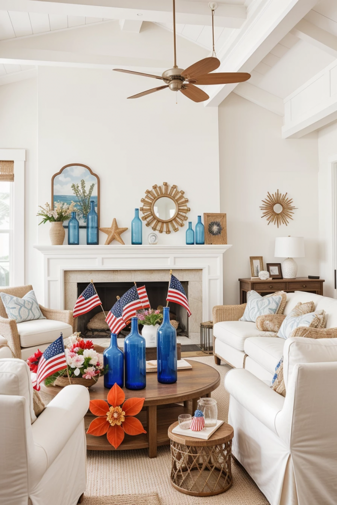 Red, White, And Beachy: 63 Breezy Coastal Living Rooms Decked For The Fourth