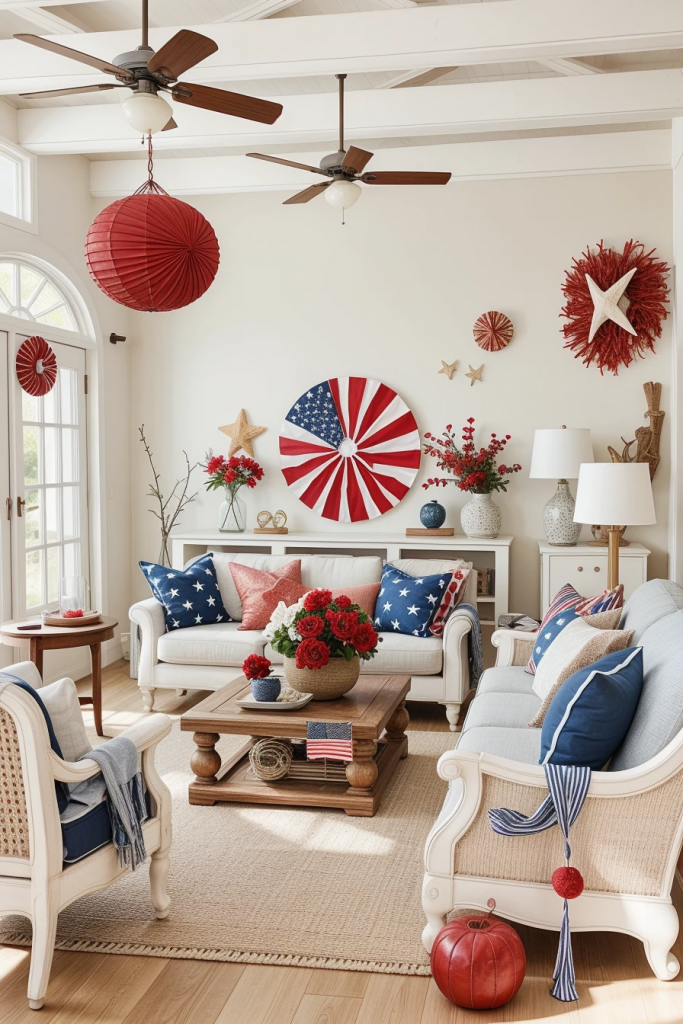 Red, White, And Beachy: 63 Breezy Coastal Living Rooms Decked For The Fourth