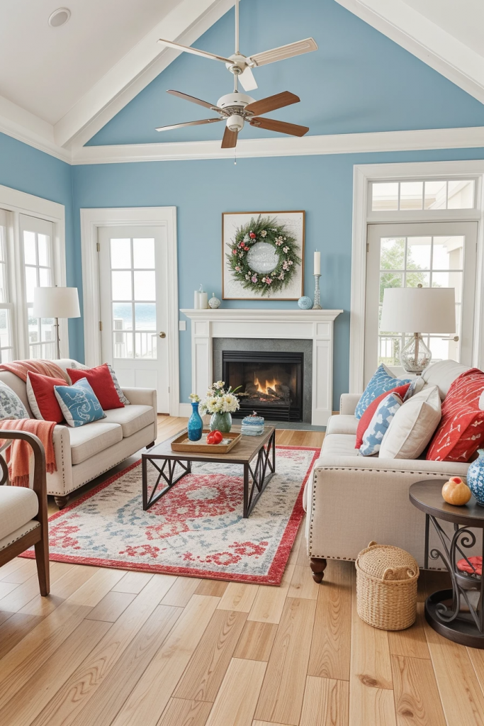Red, White, And Beachy: 63 Breezy Coastal Living Rooms Decked For The Fourth
