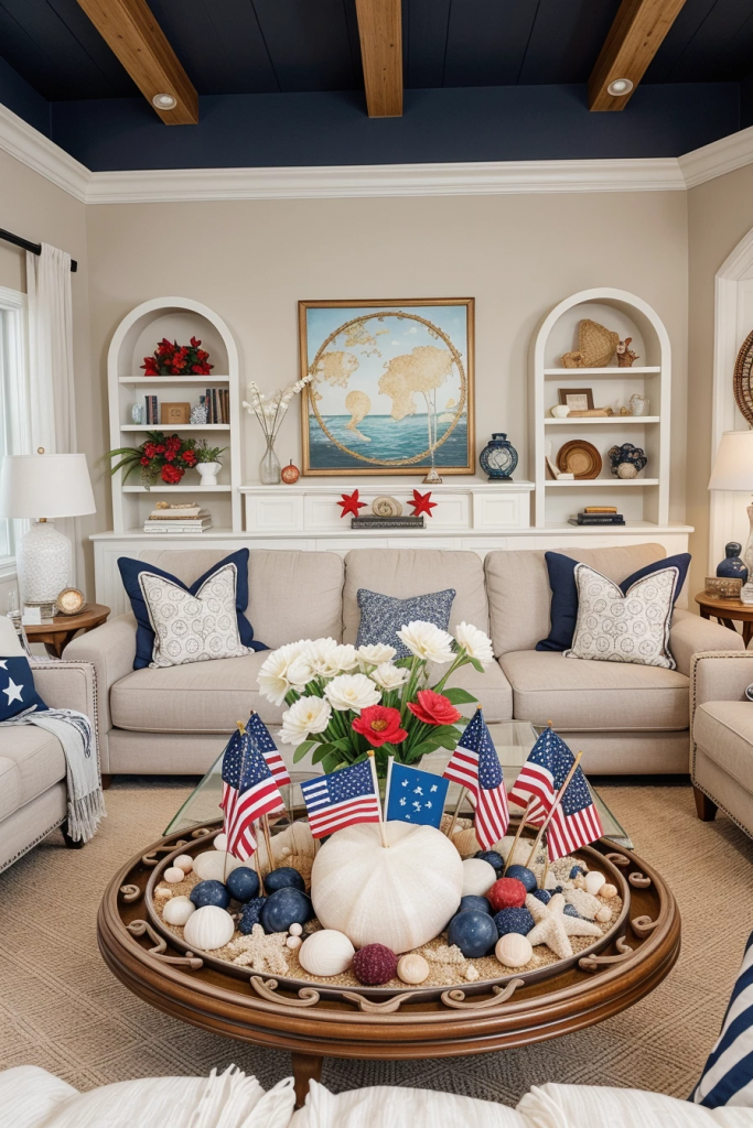 Red, White, And Beachy: 63 Breezy Coastal Living Rooms Decked For The Fourth