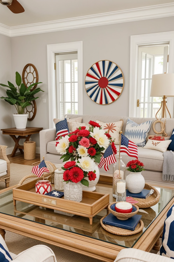 Red, White, And Beachy: 63 Breezy Coastal Living Rooms Decked For The Fourth