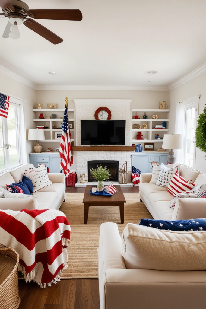Living Loud in Liberty: 61 Unconventional Americana Decor Ideas for the 4th of July Living Room