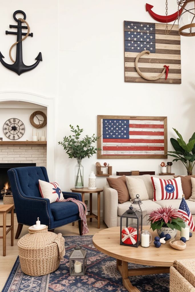 Red, White, And Beachy: 63 Breezy Coastal Living Rooms Decked For The Fourth