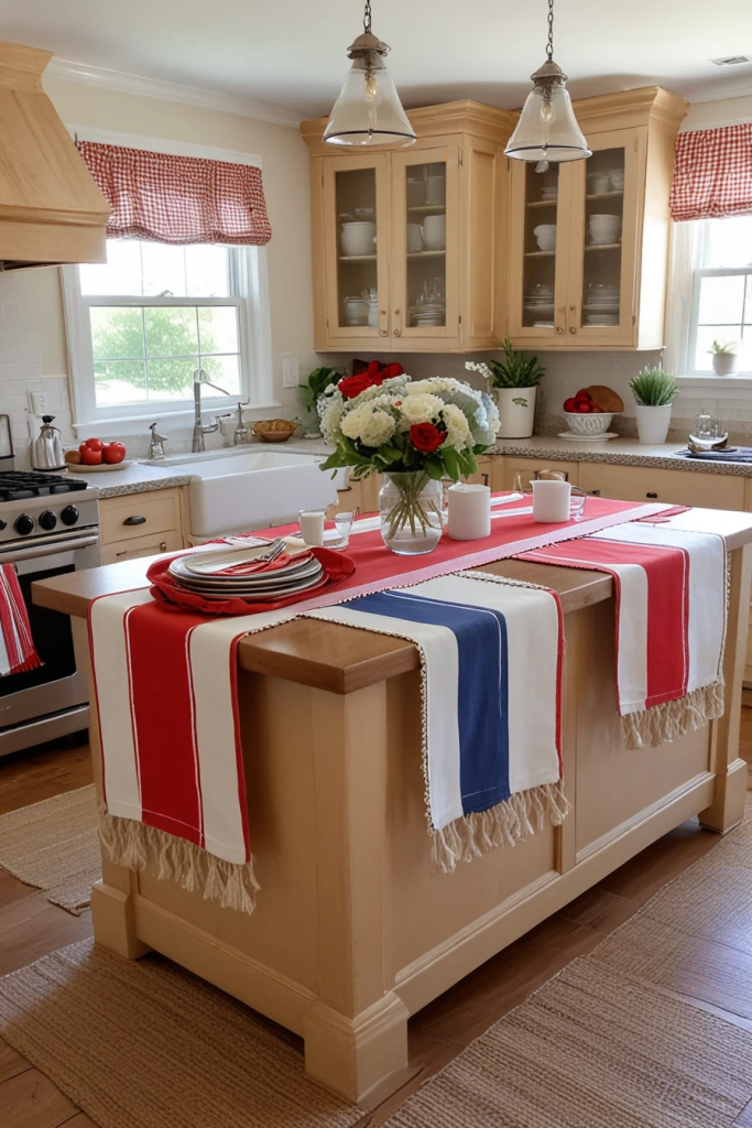 Fireworks At The Heart Of The Home: 63 Festive Kitchen Island Decorations For Independence Day