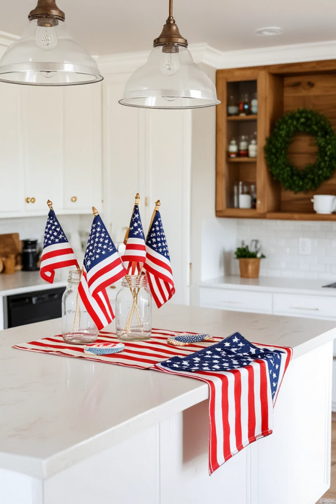 Fireworks At The Heart Of The Home: 63 Festive Kitchen Island Decorations For Independence Day
