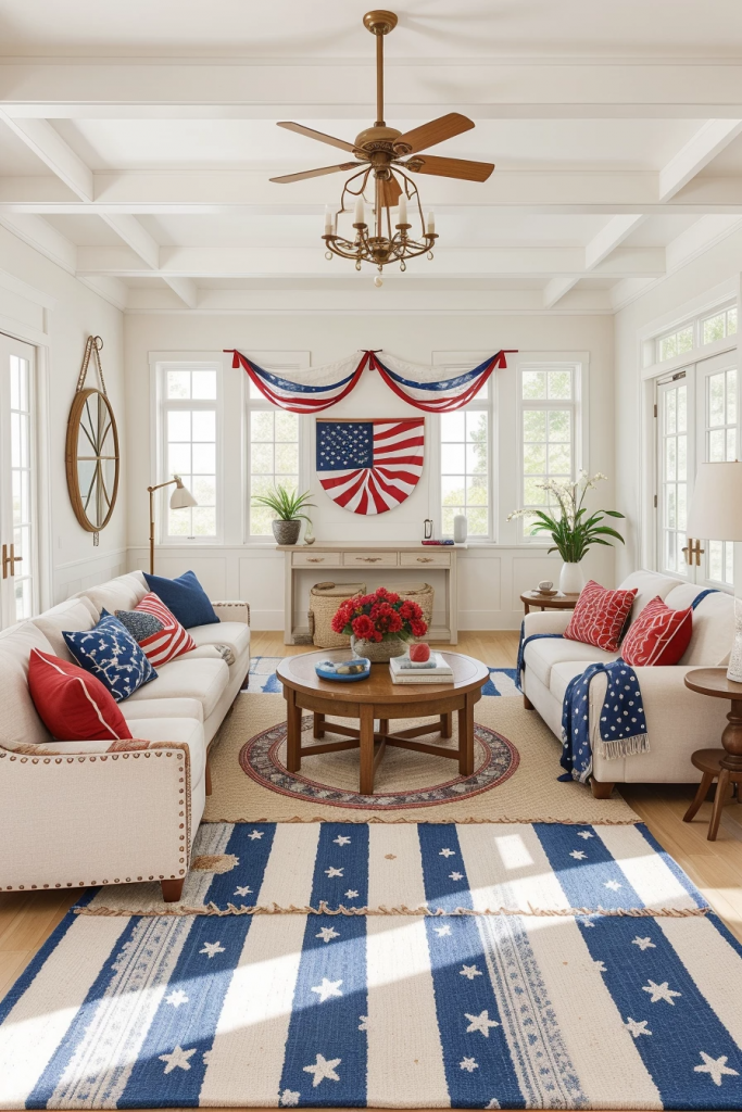 Red, White, And Beachy: 63 Breezy Coastal Living Rooms Decked For The Fourth