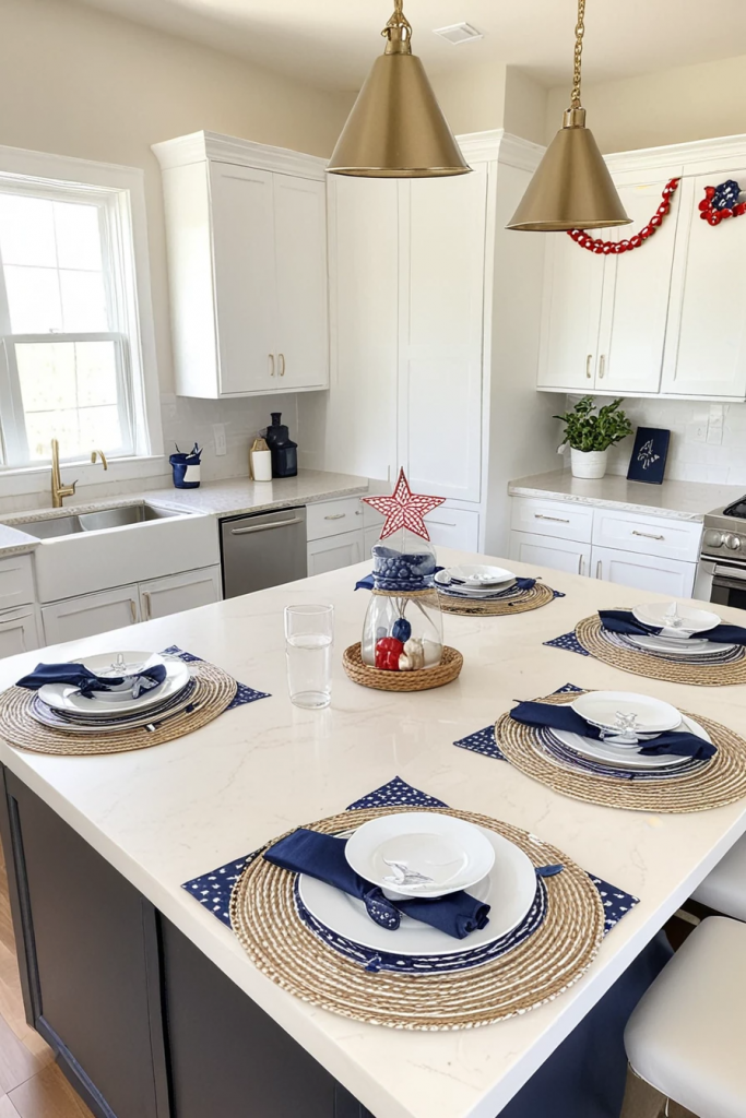 Fireworks At The Heart Of The Home: 63 Festive Kitchen Island Decorations For Independence Day