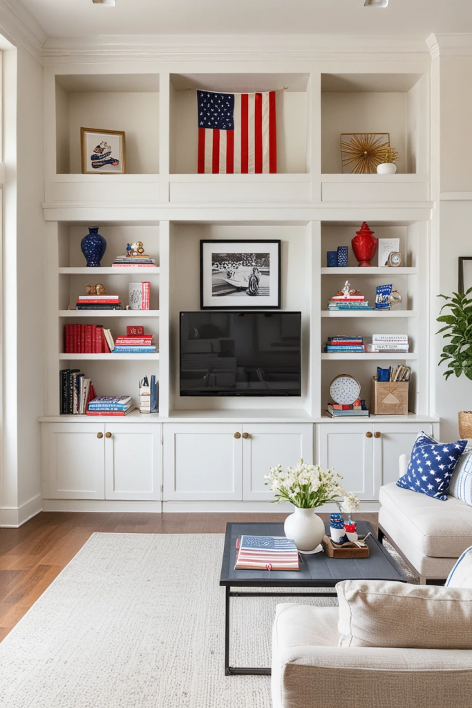 Patriotic Charm Meets Retro Comfort: 65 Vintage-Inspired 4th Of July Living Room Ideas