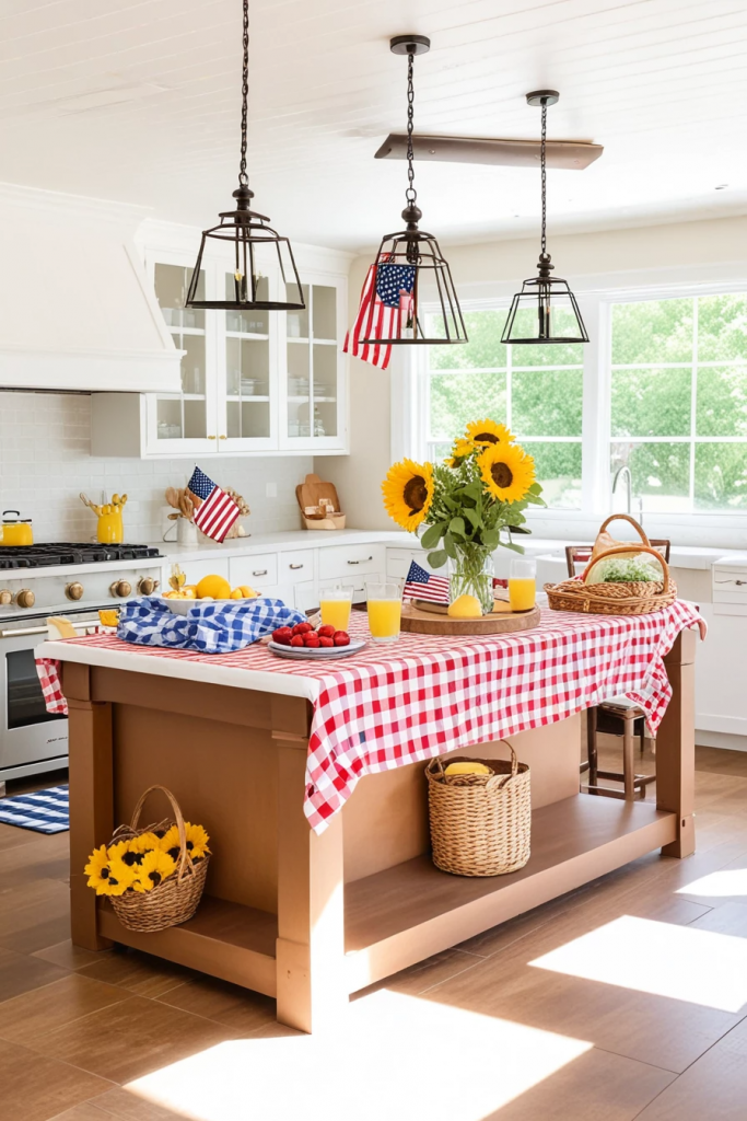 Fireworks At The Heart Of The Home: 63 Festive Kitchen Island Decorations For Independence Day