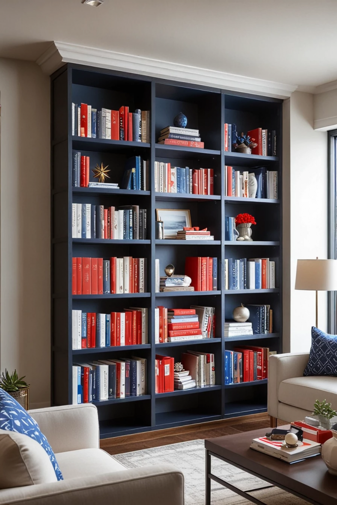 Patriotism On The Pages: 65 Ways To Style Bookshelf For Independence Day