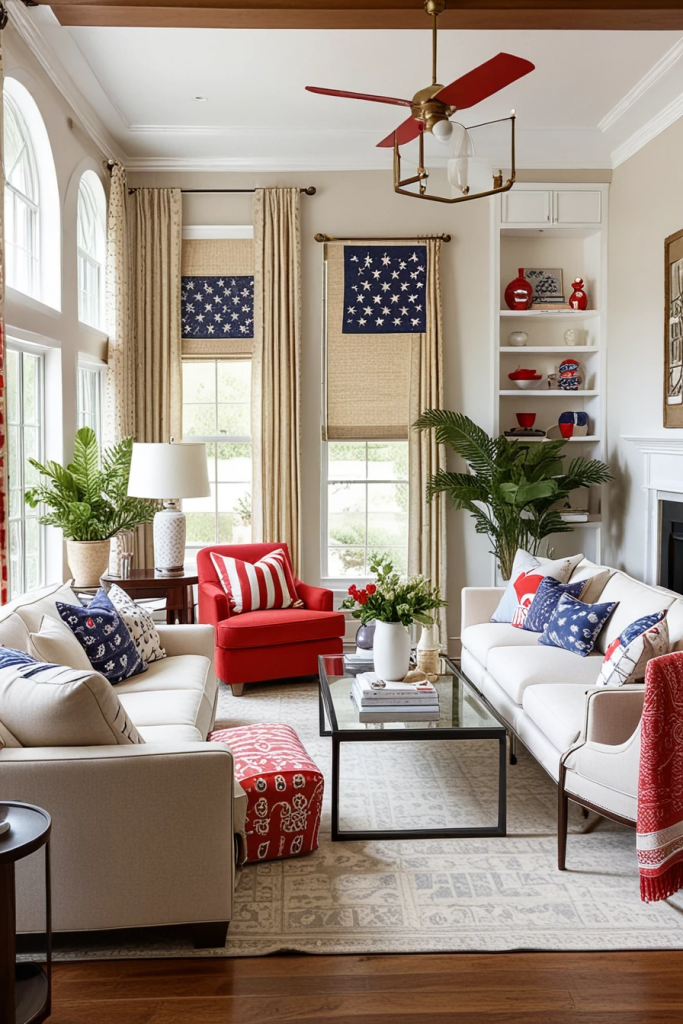 Living Loud in Liberty: 61 Unconventional Americana Decor Ideas for the 4th of July Living Room