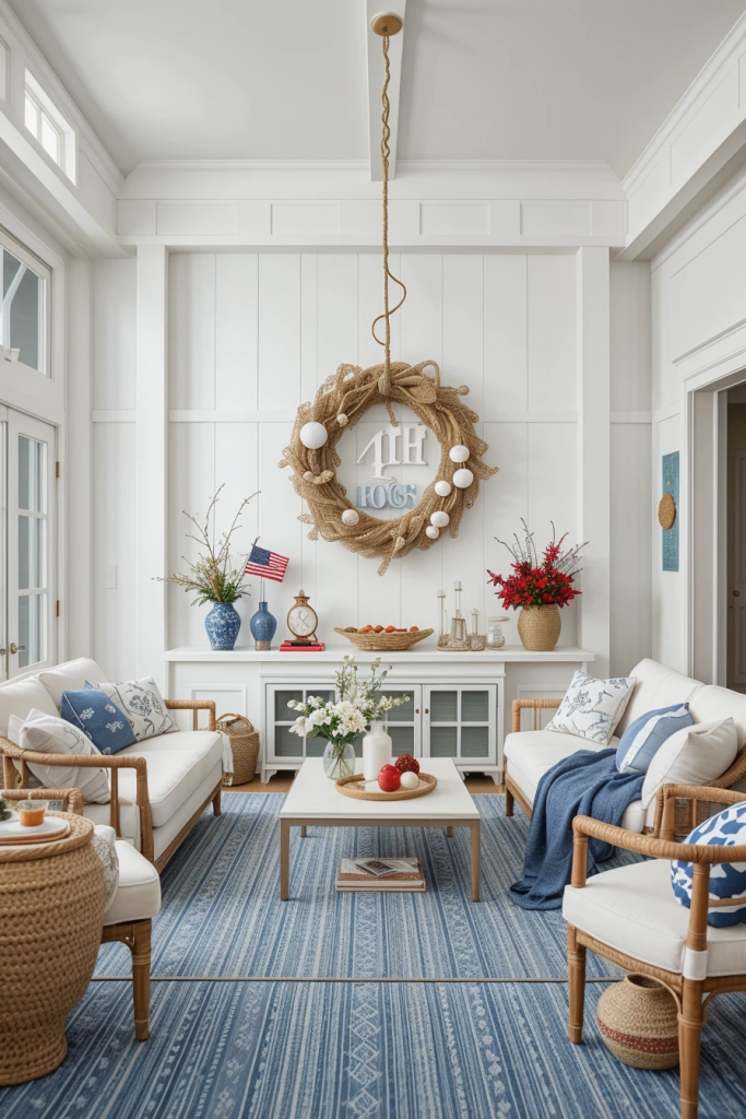 Red, White, And Beachy: 63 Breezy Coastal Living Rooms Decked For The Fourth