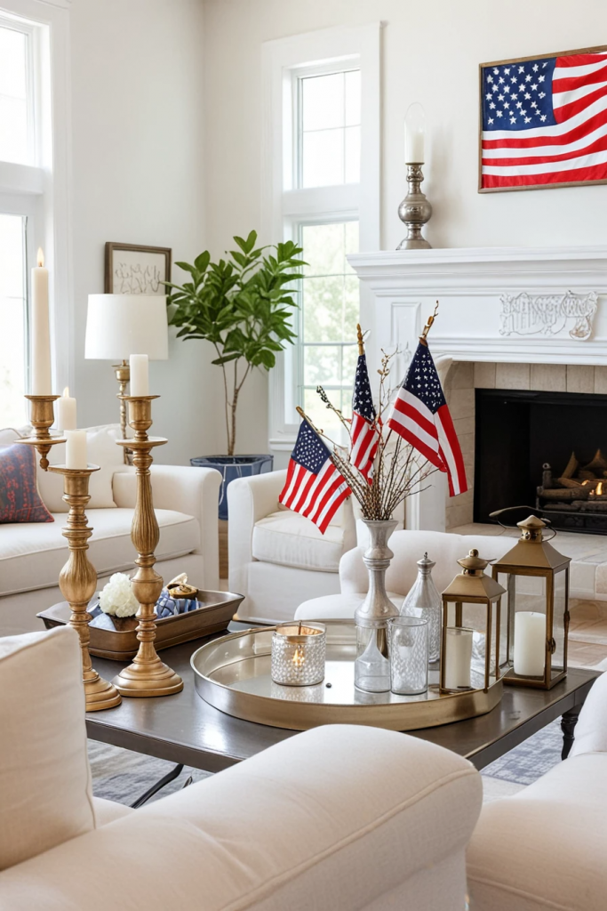 Patriotic Charm Meets Retro Comfort: 65 Vintage-Inspired 4th Of July Living Room Ideas