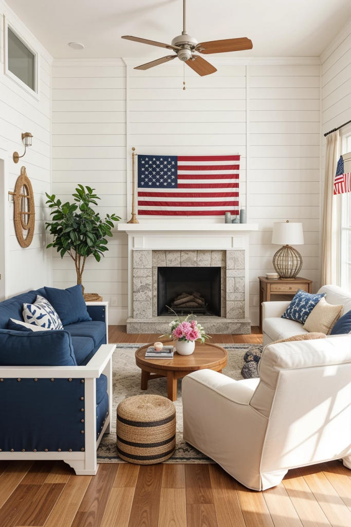Red, White, And Beachy: 63 Breezy Coastal Living Rooms Decked For The Fourth