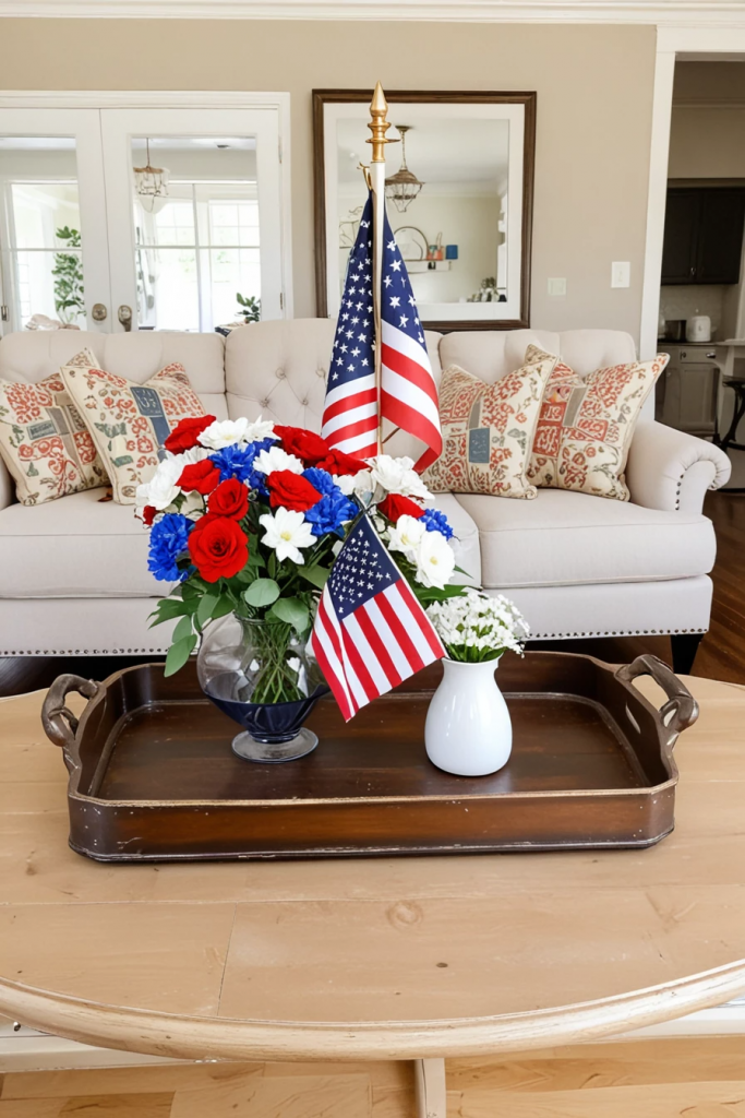 Patriotic Charm Meets Retro Comfort: 65 Vintage-Inspired 4th Of July Living Room Ideas