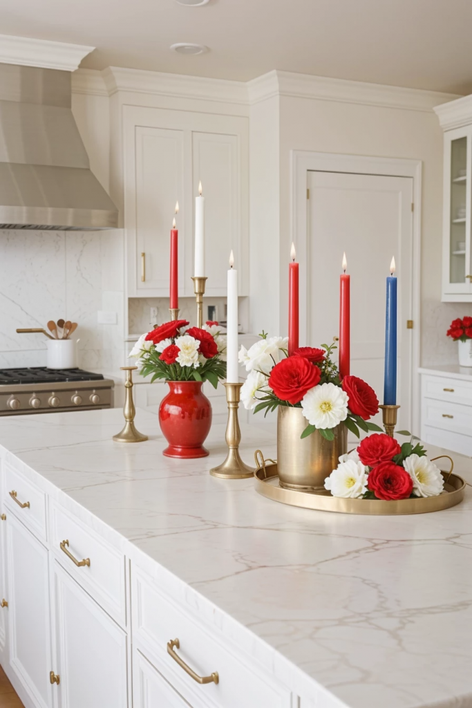 Fireworks At The Heart Of The Home: 63 Festive Kitchen Island Decorations For Independence Day