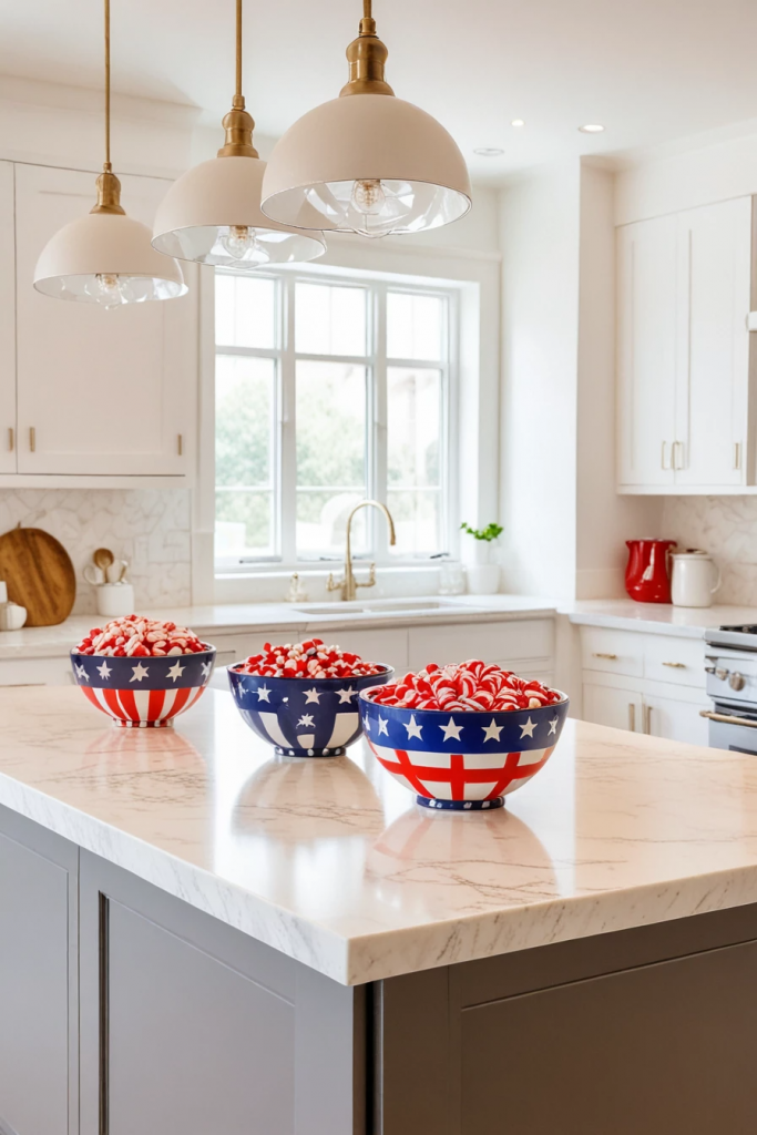 Fireworks At The Heart Of The Home: 63 Festive Kitchen Island Decorations For Independence Day