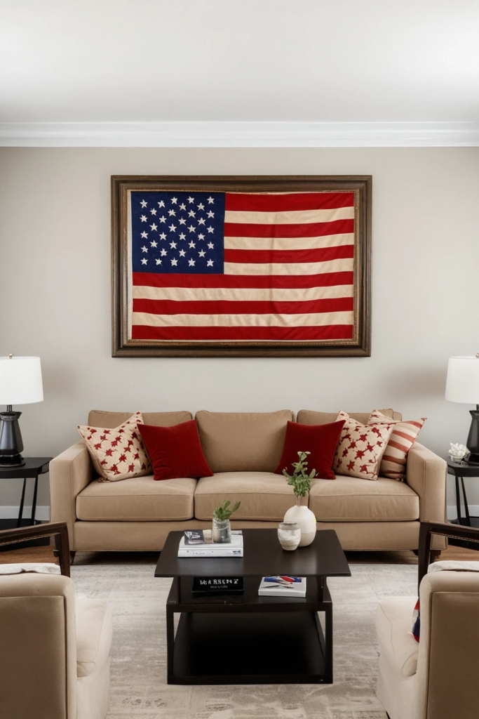 Patriotic Charm Meets Retro Comfort: 65 Vintage-Inspired 4th Of July Living Room Ideas