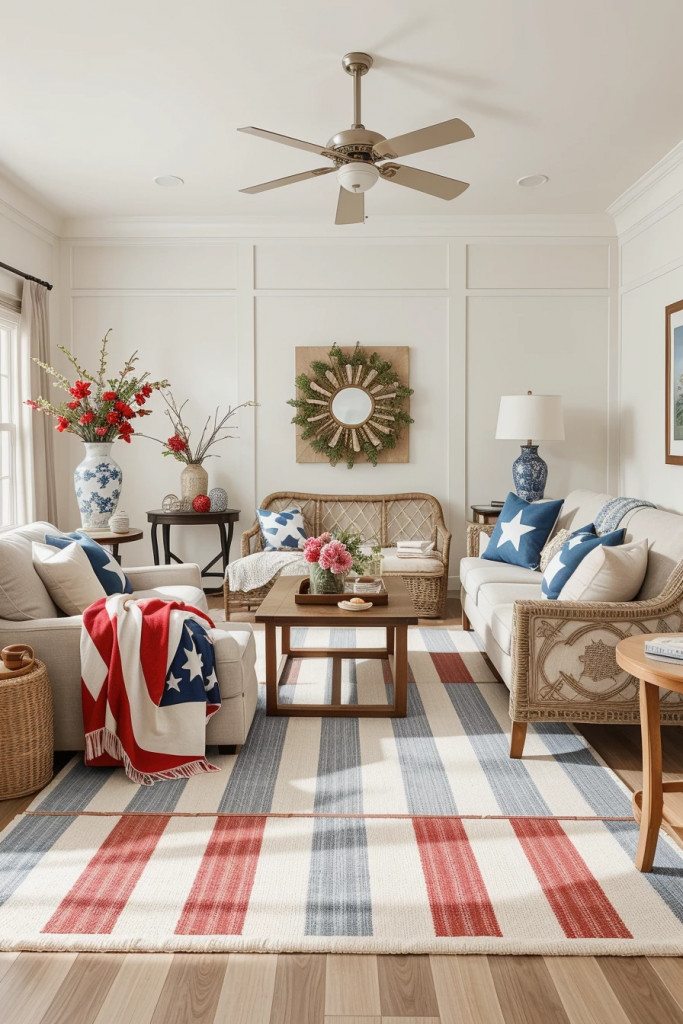 Red, White, And Beachy: 63 Breezy Coastal Living Rooms Decked For The Fourth