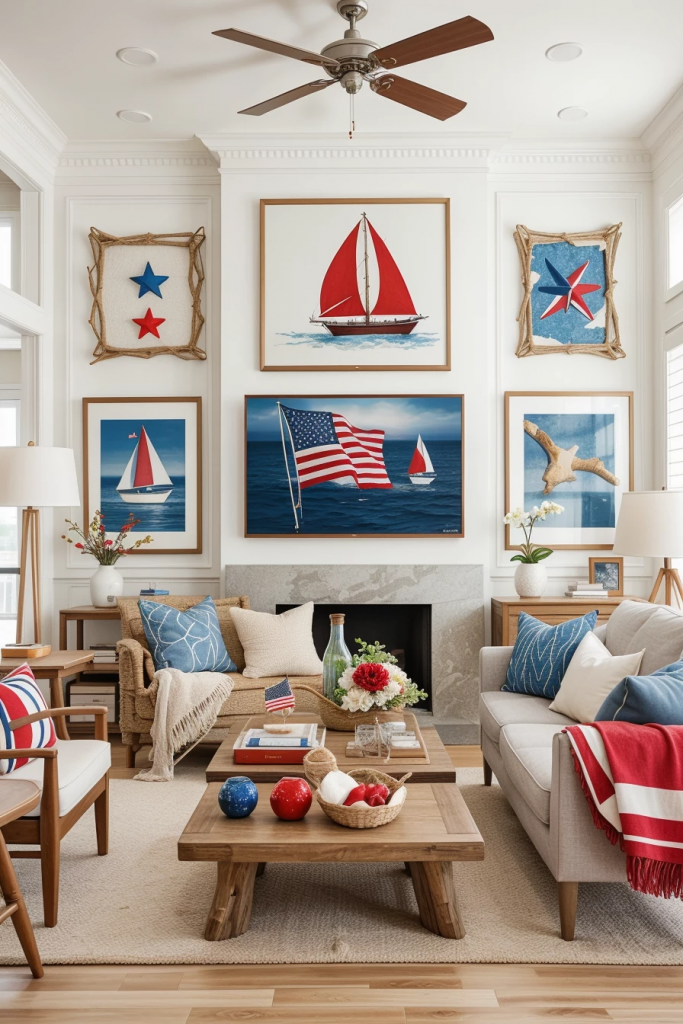 Red, White, And Beachy: 63 Breezy Coastal Living Rooms Decked For The Fourth