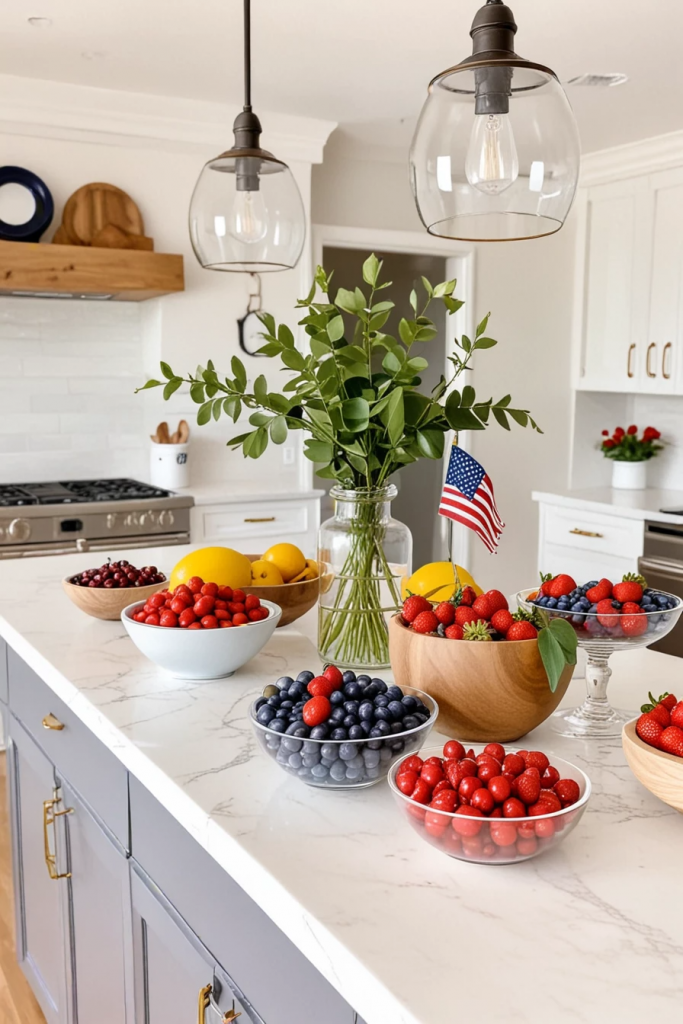 Fireworks At The Heart Of The Home: 63 Festive Kitchen Island Decorations For Independence Day