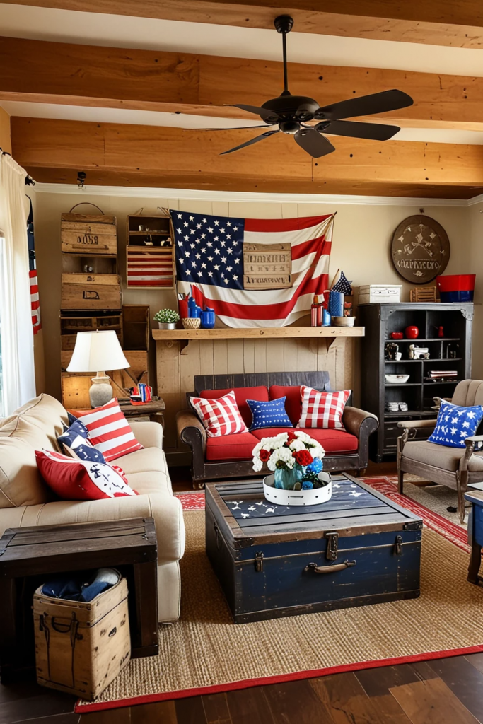 Living Loud in Liberty: 61 Unconventional Americana Decor Ideas for the 4th of July Living Room